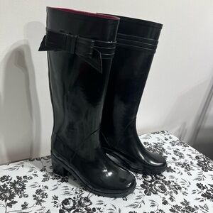 Kate Spade New York “Randi” Black Bow Rain Boots – Women’s Size 6